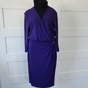 Calvin Klein Purple Wrap Dress Size 10 Wedding Party Nightout